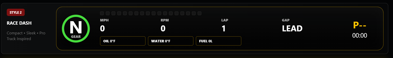 Race Dash iRacing overlay preview